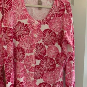 Pink flowered cardigan